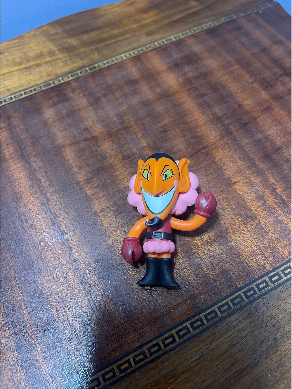 Vintage Cartoon Character Action Figure with Pink Hair and Boxing Gloves